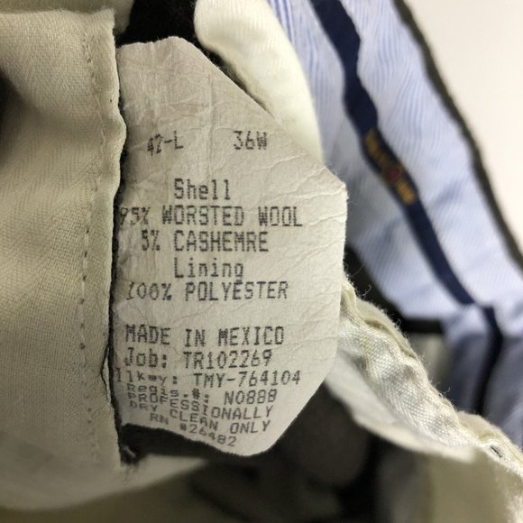 Tommy Hilfiger Wool Cashmere blend Dress Pants Mens 34W x 30L Charcoal Gray L32 - Picture 5 of 5
